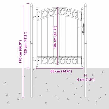 Zauntor mit Schloss Grau 150 x 100 cm Pulverbeschichteter Stahl
