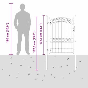 Zauntor mit Schloss Grau 170 x 100 cm Pulverbeschichteter Stahl