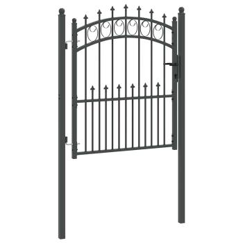 Zauntor mit Spitzen Grau 125 x 100 cm Pulverbeschichteter Stahl