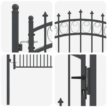 Zauntor mit Spitzen Grau 125 x 100 cm Pulverbeschichteter Stahl