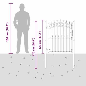 Zauntor mit Spitzen Grau 150 x 100 cm Pulverbeschichteter Stahl