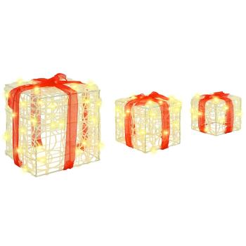 Geschenkbox mit 60 LEDs 3 pcs Warmweiß 20 x 20 x 20 cm Acryl