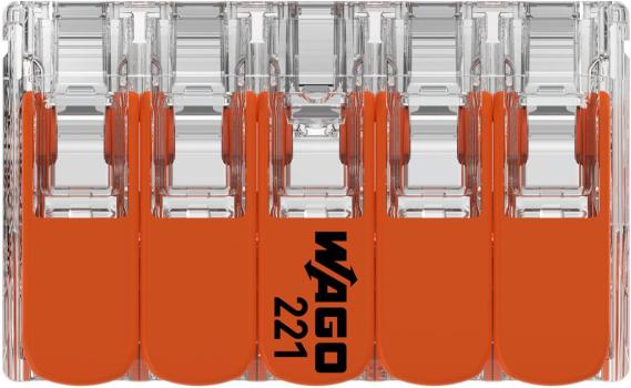 Wago 221-420 Compact-Verbindungsklemmen, 10 Klemmstellen, transparent