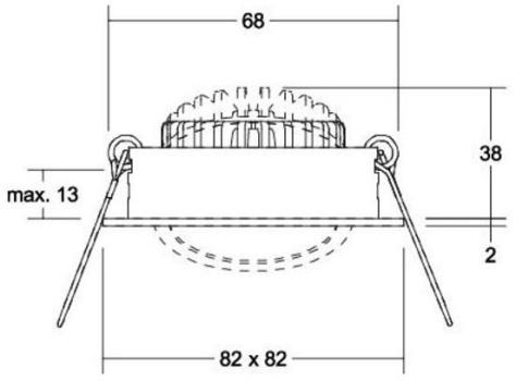 Brumberg BB05 LED-Einbaustrahler, 230VAC, 50Hz, 6W, 38°, 630lm, 3000K, quadratisch, schwenkbar, Phasenabschnitt dimmbar, schwarz (39365183)