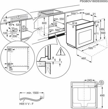 AEG TE7PB63ZAB A++ Einbaubackofen, 59,5 cm breit, 71 L, Pyrolyse, 17 Heizarten, WLAN, Kerntemperatursensor, Kindersicherung, schwarz