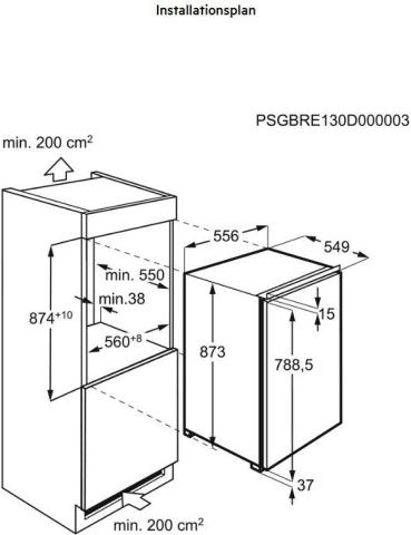 AEG OSF5O882DF 5000 Einbaukühlschrank mit Gefrierfach, Nischenhöhe 88 cm, 118 L, Festtürtechnik, OptiSpace, TouchControl-Bedienelement, FlexiShelf, Klasse SN-N-ST, weiß (933020593)
