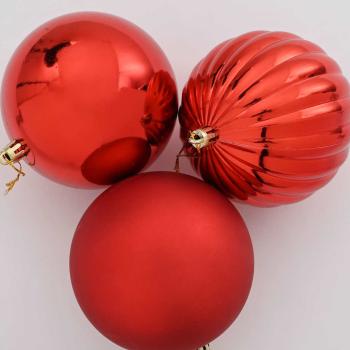 Weihnachtsbaumkugel Set XXL 3 Stk. Rot Ø 25 cm Kunststoff LEDs