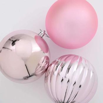 Weihnachtsbaumkugel Set XXL 3 Stk. Rosa Ø 25 cm Kunststoff LEDs