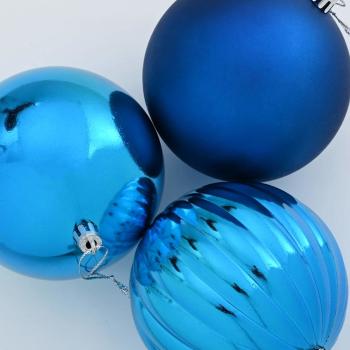 Weihnachtskugeln Set XXL 3 Stk. Blau Ø 25 cm Kunststoff LEDs