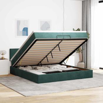 ARDEBO.de - Ottoman-Bett mit Matratze Dunkelgrün 200x200 cm Samt