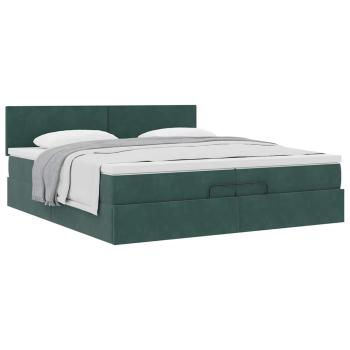 Ottoman-Bett mit Matratze Dunkelgrün 200x200 cm Samt