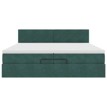 Ottoman-Bett mit Matratzen & LEDs Dunkelgrün 200x200 cm Samt