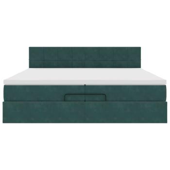 Ottoman-Bett mit Matratzen & LEDs Dunkelgrün 200x200 cm Samt