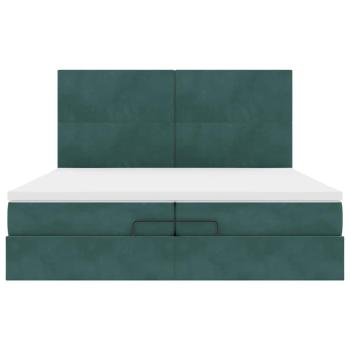 Ottoman-Bett mit Matratzen Dunkelgrün 200x200 cm Samt