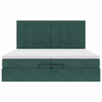 Ottoman-Bett mit Matratzen Dunkelgrün 200x200 cm Samt