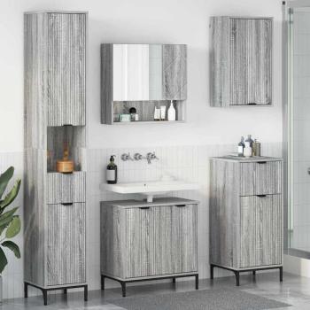 ARDEBO.de - Badezimmermöbel Set mit Tür Graues Sonoma Spanplatte, Metall