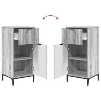 Badezimmermöbel Set mit Tür Graues Sonoma Spanplatte, Metall