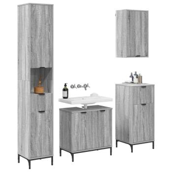 Badezimmermöbel Set mit Tür Graues Sonoma Spanplatte, Metall