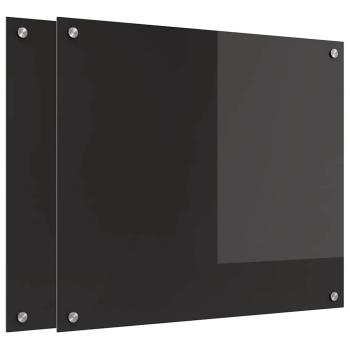 ARDEBO.de - Küchenrückwand Schwarz 70 x 60 x 0.8 cm Gehärtetes Glas