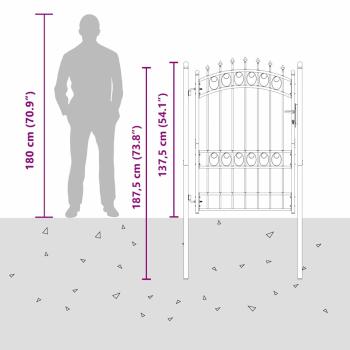 Zauntor mit Spitzen Grau 170 x 100 cm Pulverbeschichteter Stahl