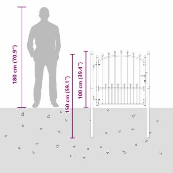 Zauntor mit Spitzen Grau 100 x 100 cm Pulverbeschichteter Stahl