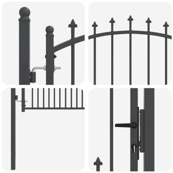 Zauntor mit Spitzen Grau 125 x 100 cm Pulverbeschichteter Stahl