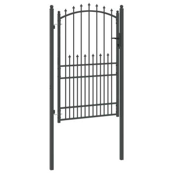 Zauntor mit Spitzen Grau 200 x 100 cm Pulverbeschichteter Stahl