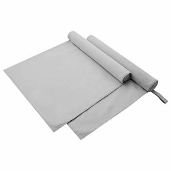 ARDEBO.de - Sporthandtücher 2 pcs Grau 180 x 90 cm Polyester und Polyamid