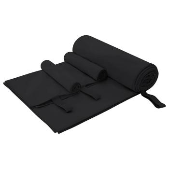 ARDEBO.de - Sporthandtuch Set 3 pcs Schwarz Polyester und Polyamid
