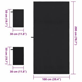 Sporthandtuch Set 3 pcs Schwarz Polyester und Polyamid