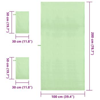 Sporthandtuch Set 3 pcs Grün Polyester und Polyamid