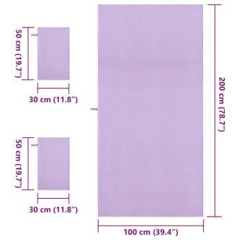 Sporthandtuch Set 3 pcs Lila Polyester und Polyamid