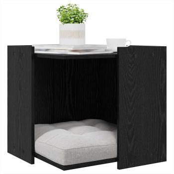 Katzenstreu Box Umzäunung Schwarz Eichen-Optik 53 x 53 x 51 cm