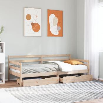 ARDEBO.de - Tagesbett mit Schubladen Weiß 80x200 cm Kiefernholz