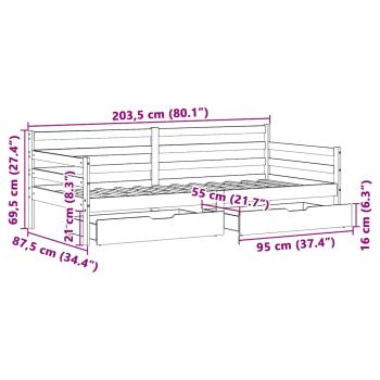 Tagesbett mit Schubladen Weiß 80x200 cm Kiefernholz