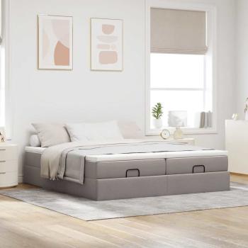 Ottoman-Bett mit Matratzen Taupe 160x200 cm Stoff