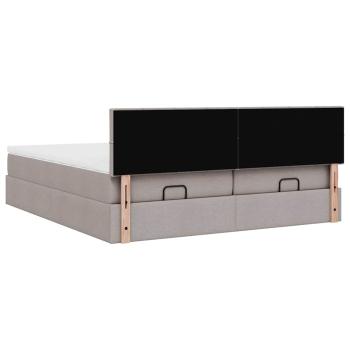 ARDEBO.de - Ottoman-Bett mit Matratzen Taupe 160x200 cm Stoff