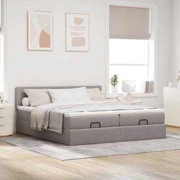 Ottoman-Bett mit Matratzen Taupe 160x200 cm Stoff