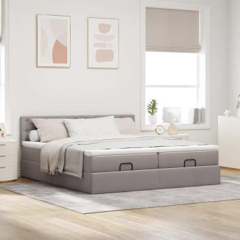 Ottoman-Bett mit Matratzen Taupe 160x200 cm Stoff