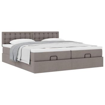 Ottoman-Bett mit Matratzen Taupe 160x200 cm Stoff