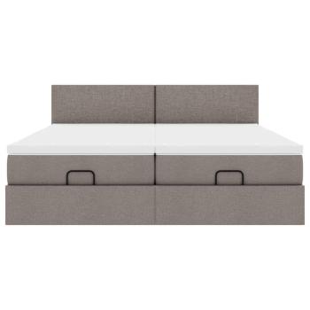 Ottoman-Bett mit Matratzen & LEDs Taupe 160x200 cm Stoff