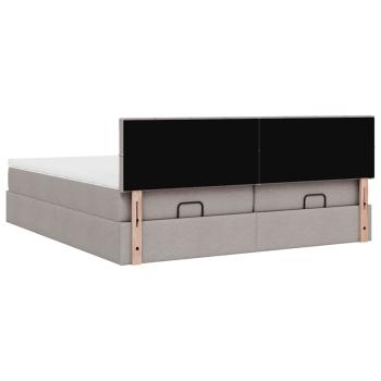 Ottoman-Bett mit Matratzen & LEDs Taupe 160x200 cm Stoff