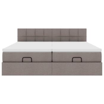 Ottoman-Bett mit Matratzen & LEDs Taupe 160x200 cm Stoff