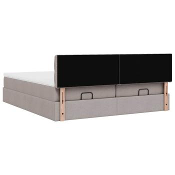 Ottoman-Bett mit Matratzen & LEDs Taupe 160x200 cm Stoff