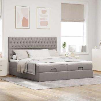 Ottoman-Bett mit Matratzen Taupe 160x200 cm Stoff