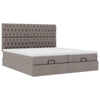 Ottoman-Bett mit Matratzen Taupe 160x200 cm Stoff
