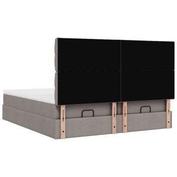 Ottoman-Bett mit Matratzen Taupe 160x200 cm Stoff
