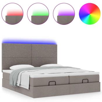 Ottoman-Bett mit Matratzen & LEDs Taupe 160x200 cm Stoff