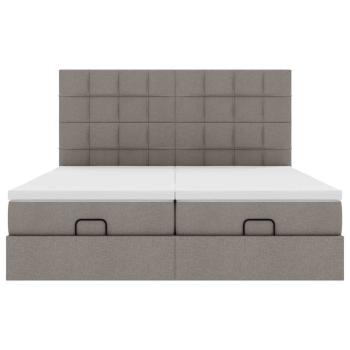 Ottoman-Bett mit Matratzen & LEDs Taupe 160x200 cm Stoff