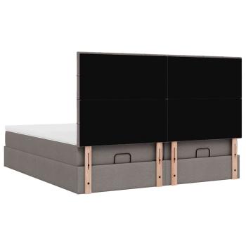 Ottoman-Bett mit Matratzen & LEDs Taupe 160x200 cm Stoff